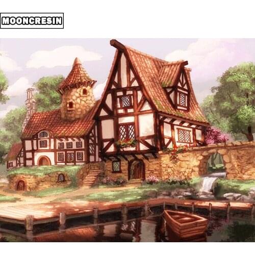 5D Diy Diamond Painting Landscape House Cross Stitch Diamond Mosaic Painting Rhinestone Decoration Home Gift Embroidery Diamond