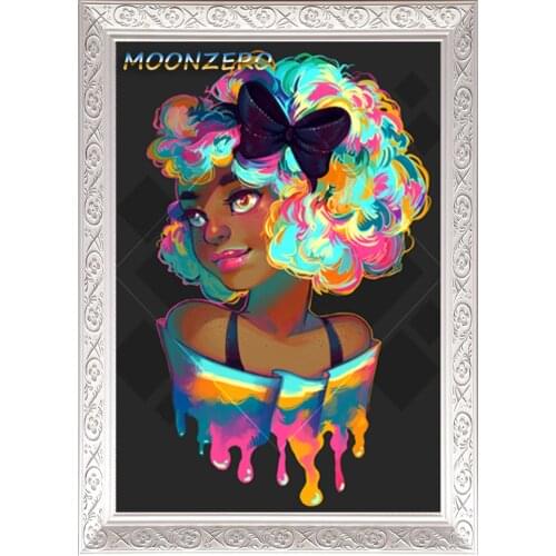 5D Needlework Diy Diamond Painting Cross Stitch Kits Embroidery Portrait Full Square Mosaic Rhinestones of Pictures Rainbow Girl
