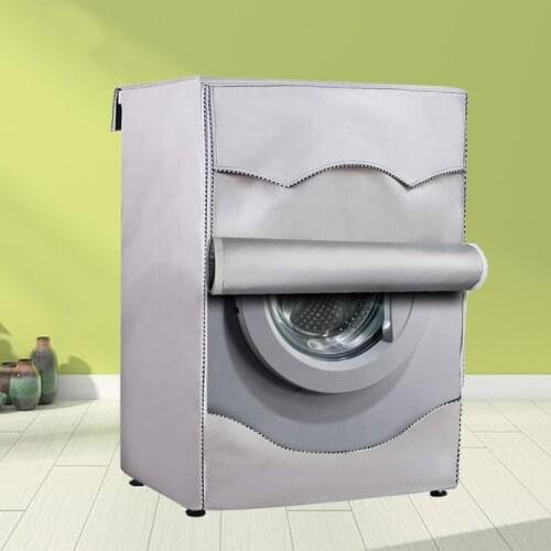 Washing Machine Cover Polyester Fibre Waterproof Front Load Laundry Dryer Cover Sunscreen Laundry Silver Coating Dustproof Cover
