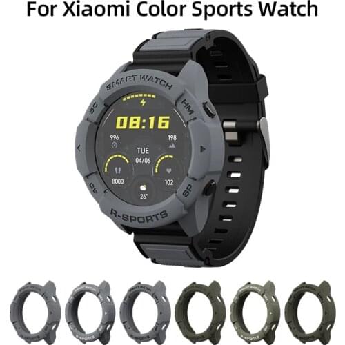 SIKAI Case for Xiaomi Mi Smart Watch Color Sports Version Smart watch TPU Shell Protector Cover Band Strap Bracelet Army Style