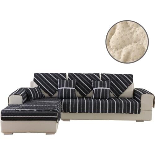 Black And White Twill Sofa Cover Cotton Non-slip Sofa Towel Chair Covers Mats Living / Drawing Room Decorative L-shaped