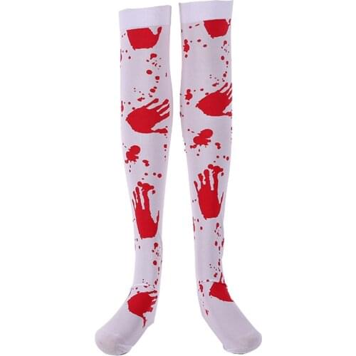 Halloween Role Play Blood Socks Ghost Festival Cosplay Blood Printed Stockings Party Prom Accessions