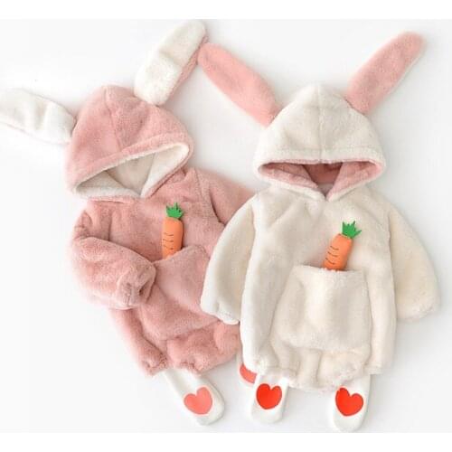 Baby Winter Clothes Newborn Baby Romper Faux Fur Baby Clothes Hooded Baby Girl Romper Thick Boy Romper Rabbit Baby Jumpsuit
