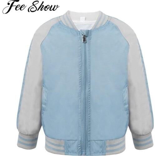 Kids Girls Autumn Long Sleeve Front Zipper Jackets Pockets Cartoon Breathable Baseball Cloth Windproof Casual Jacket Coat Tops