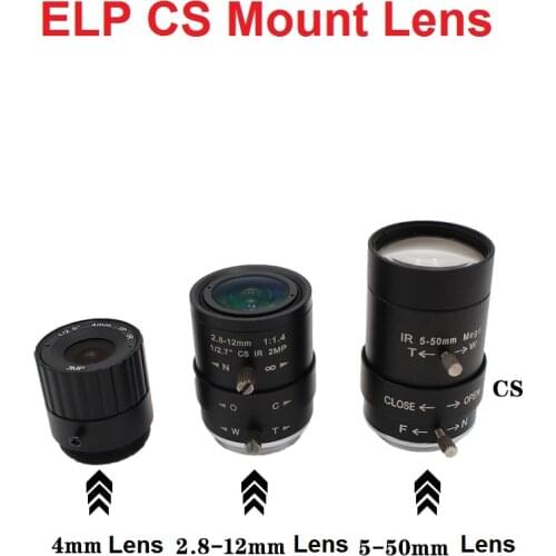 ELP CS Mount 4/6/8/12mm CS Fixed Focus lens 2.8-12mm/5-50mm/6-60mm Manual Varifocal lens for CCTV Security Cameras BOX