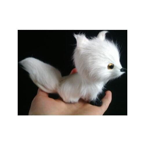Simulation fox 15x10cm fur white fox model home decoration gift h1340