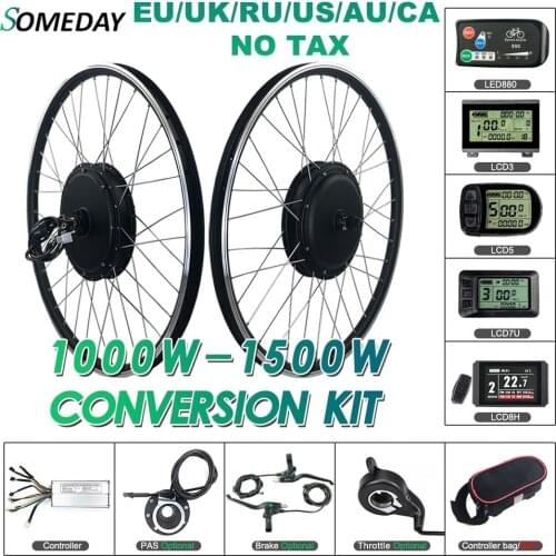 SOMEDAY Electric Bicycle Conversion Kit 48V1000W/1500W Rear Cassette 20/24/26/27.5/28/29 Inch 700C Rim Hub Motor Wheel for Ebike