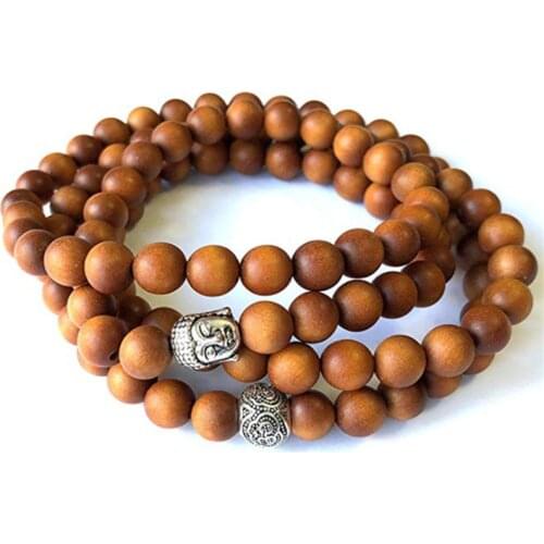 108 Prayer Beads Buddha Bracelets Men Charm Meditation Multi-layer Sandalwood Wooden Rosary Bracelet For Women Yoga Jewelry Gift