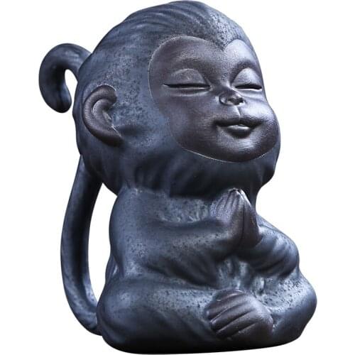 Little Monkey Tea Pet Ornaments Retro Can Be Raised Ceramic Monkey Qitian Dasheng Tea Art Small Ornaments