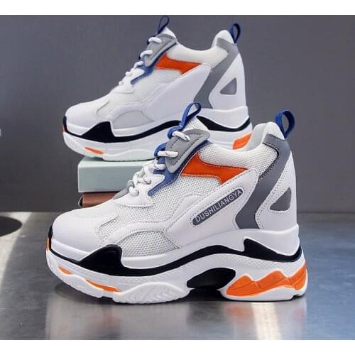 Chunky Sneakers Women New High Platform Mesh Dad Shoes Women Casual Trainer Sneakers Thick Sole Vulcanize Shoes 2021 Autumn 10cm