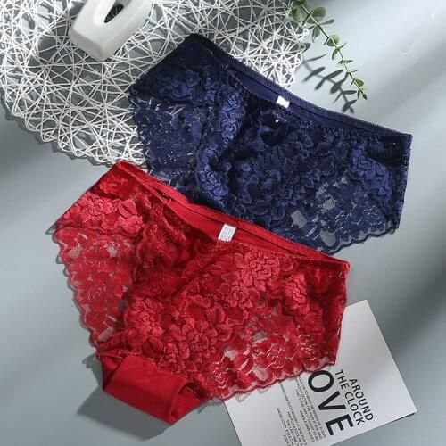 Fashion Sexy Lace Panties Comfortable Briefs Exquisite Crotchless Shorts Solid Lingerie Sexy Seamless Hollow Out Underwear Women