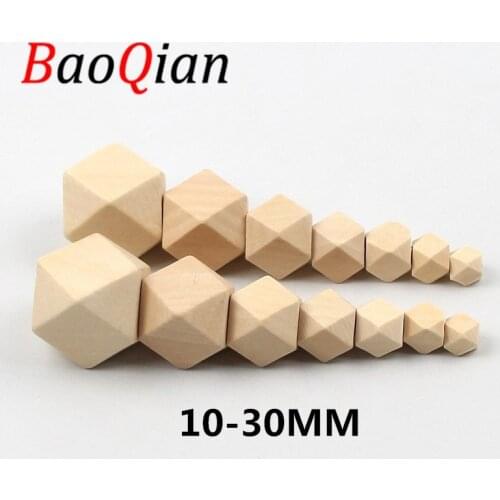 10-30mm Polygonal Natural Wood Beads Multidimensional Painted Spacer Beads For Handmade DIY Jewelry Making Findings Accessories
