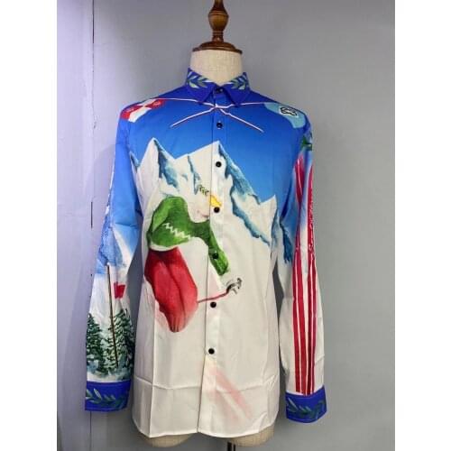 QK40983 Fashion Mens Shirts 2021 Runway Luxury famous Brand European Design party style Mens Clothing