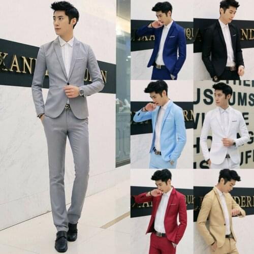 Mens Casual Slim Fit One Button Suit Blazer Business Coat Jacket With Pocket