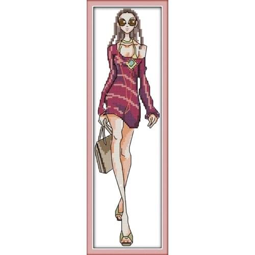 Fashion show (5) cross stitch kit cartoon people 14ct 18ct accurate embroidery DIY handmade needlework home decor plus