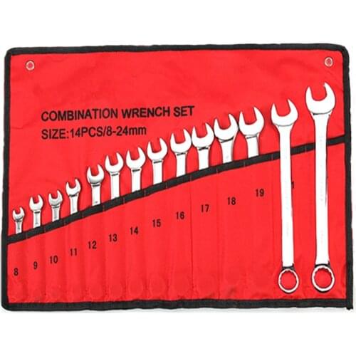 14pcs Ratchet Handle Wrench Fixed Head Combination Spanner Sets Hand Tools Ratcheting Strap Wrench