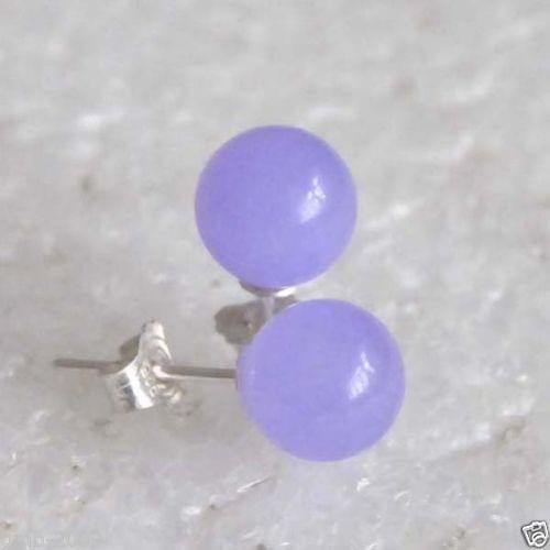 Nouvelle Mode 10mm Naturel Violet Ronde Perles 925 En Sterling Boucles D'oreilles