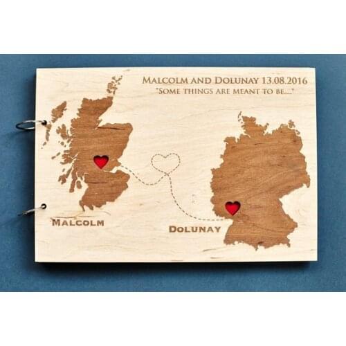 Personalized Engraved Map Wedding Guest Book Alternative,"some thins are meant to be"Rustic Wedding Guestbook,Unique Photo Album
