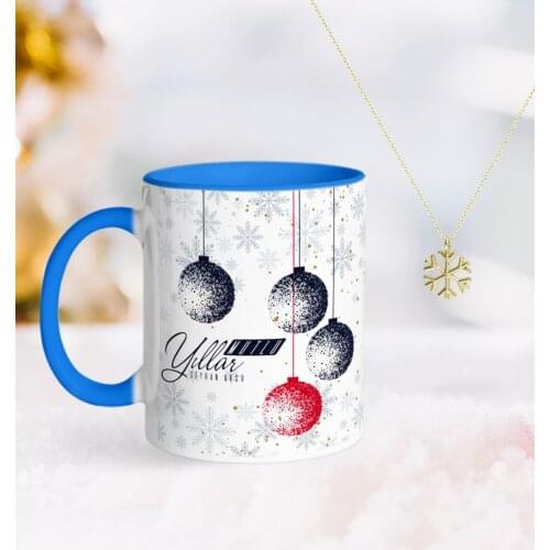 Personalized Christmas Happy Birthday Blue Mug and Snow Them Kolye-13