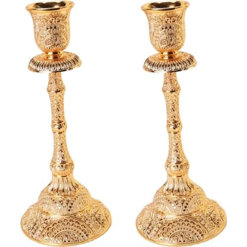 2pcs Decorative Candle Holder, Alloy Single Arm Candle Stick Stand European Style Candelabra for Dinner Wedding Home Decor