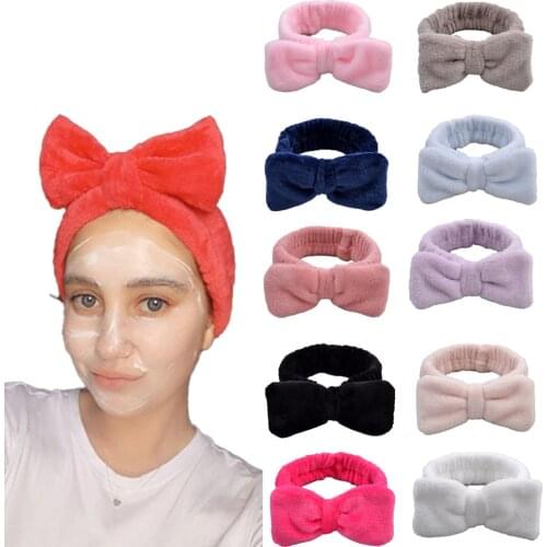 1pcs Coral Fleece Bow Kont Headband Elastic Hair Band for Women Girls Wash Face Turban Headwear Hair Accessories
