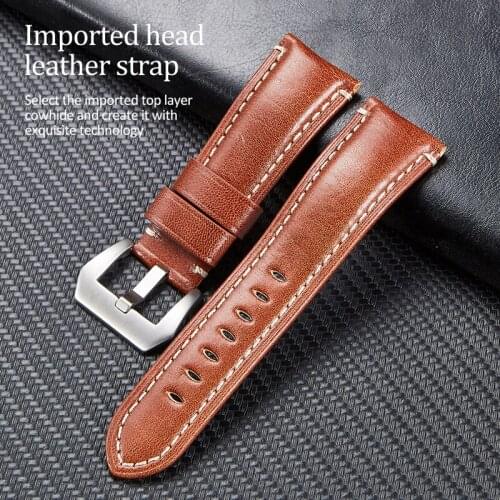 Watch Accessories Oil Wax Cow Leather Watch Band 20mm 22mm 24mm 26mm Handmade Watchband Watch Strap For Pan Pam Watch
