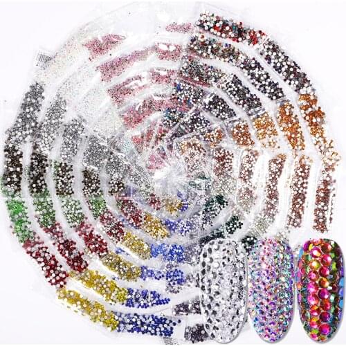 Multi-size Glass Nail Rhinestones For Nails Art Decorations Crystals Strass Charms Partition Mixed Size Rhinestone DIY Manicures