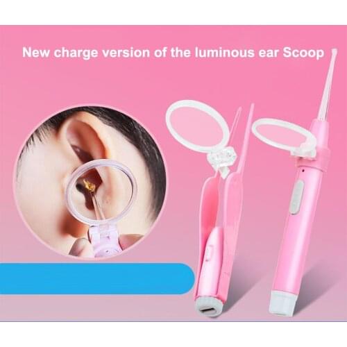 LED Ear Pick Curette Scoop Remover Nose Pick Cleaner Tools Set Ear Wax Removal Tools Visible Ear Spoons Ear Picker Light