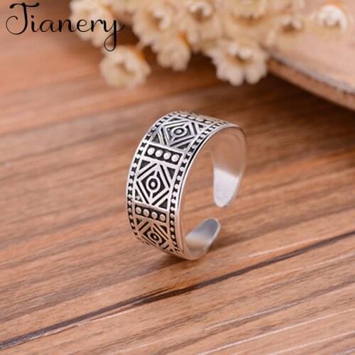 Personality Punk Vintage Geometric Rings For Women Men Resizable Size Rings Fashion Trendy Boho Jewelry 2021