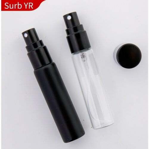 On Sale 100pieces/Lot 10ML Portable Black Matte UV Glass Refillable Perfume Bottle With Aluminum Atomizer Empty Parfum Case