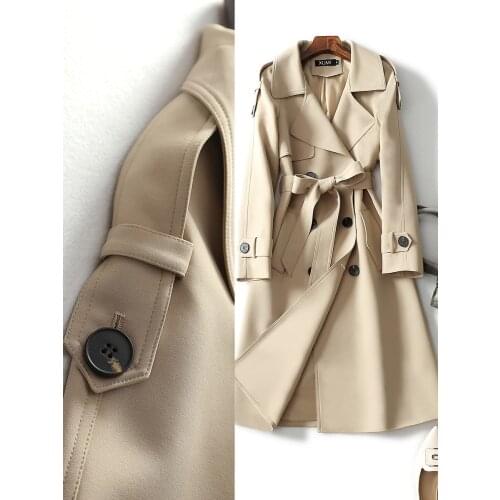 High End Windbreaker 2021 New Medium and Long Style, Versatile Temperament, Slim and Slim, British Style Coat, Spring and Autumn