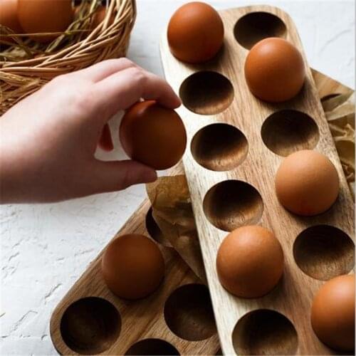 Egg Holder Storage Box Japanese Style Wooden Home Organizer Kitchen Decoration Accessories
