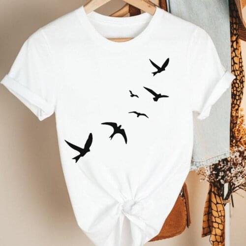 Women Clothes Dandelion Simple Bird Animal 90s Cartoon Summer Short Sleeve Print Fashion Tshirt Female Tee Top Graphic T-shirt