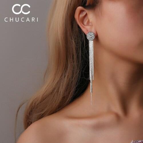 CHUCARI Korean Fashion Jewelry Personality Temperament Crystal Tassel Earrings Bridal Oorbellen Earrings For Women Long Earrings