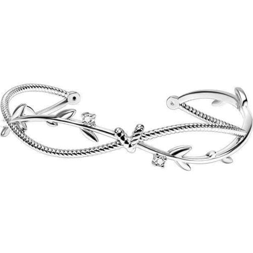 2021 New Branch Sprout Cross Twisted Line Bracelet Simple Fashion Silver Plated Open Bracelet Charm Womens Daily Party Jewelry