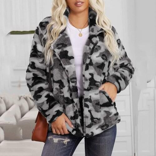 Womens Faux Fur Coat Winter Warm Fleece Leopard Printed Coat Outwear Open Front Sherpa Casual Jackets With Pockets Outerwear