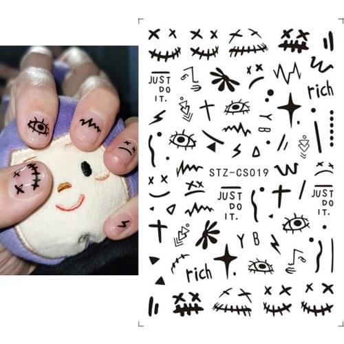 10PCS 2021 European and American Facebook English Letters Flame Nail Sticker Abstract Love Xingyue Fruit Graffiti Nail Tools