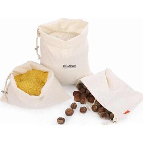100pcs Bags Drawstring Bag Food Reusable Cotton Vegetable Bags Home Kitchen Fruit And Vegetable Storage Drawsteing Bag