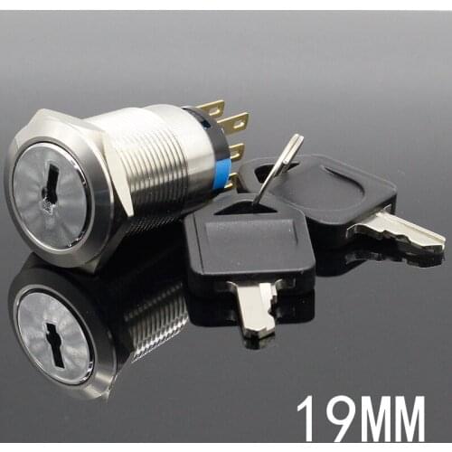 19mm Metal ON-OFF 2/3Position DPST A Series Electronic Lock Key Switch