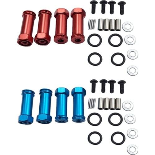 2 Set 12Mm Aluminum Wheel Hex Adapters Long 29Mm Extension RC Car Conversion Parts For 1/12 Wltoys - Sky Blue & Red