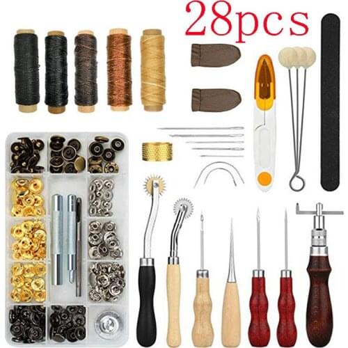 28pcs/set Handmade Leather Tool Set DIY Sewing Stitching Punch Carving Leather craft Accessories Leather Craft Accessories
