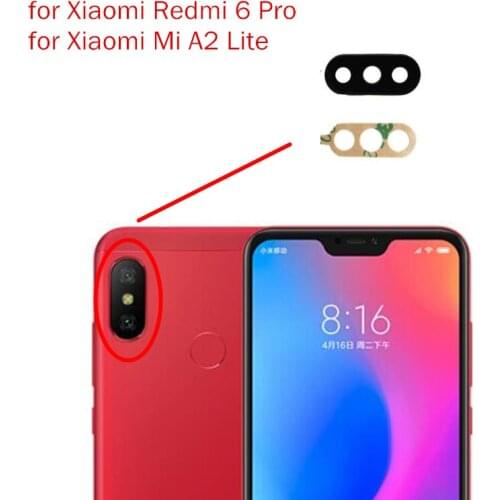 3pcs/lot for Xiaomi Mi A2 Lite Back Camera Glass Lens Main Rear Camera Lens with Glue for Redmi 6 Pro Repair Spare Parts