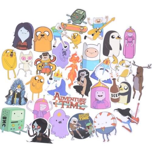 30pcs Laptop Toys Stickers Cartoon Pvc Adventure Time Waterproof Sticker For Luggage Wall Car Laptop Bicycle Motorcycle Notebook