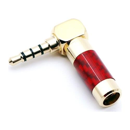 3.5mm 4 Pole Stereo Jack Carbon Fiber Earphone Jack Male Plug Gold Plated 90 Degree Repair Solder DIY Connector for 6mm Cable