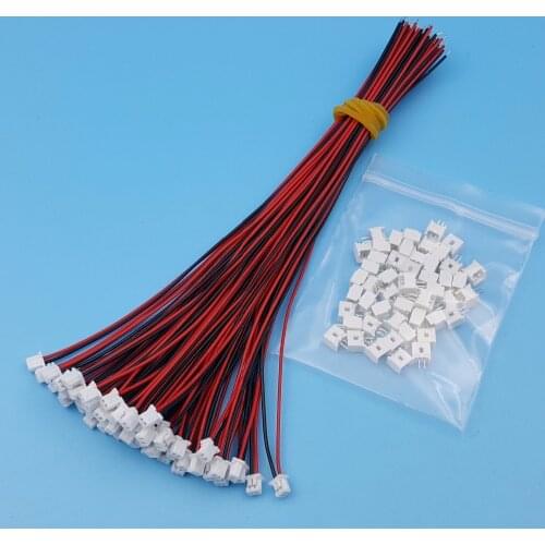50Sets 2Pin Single End Micro JST Pitch 1.25mm 15cm 28AWG Wire To Board Connector