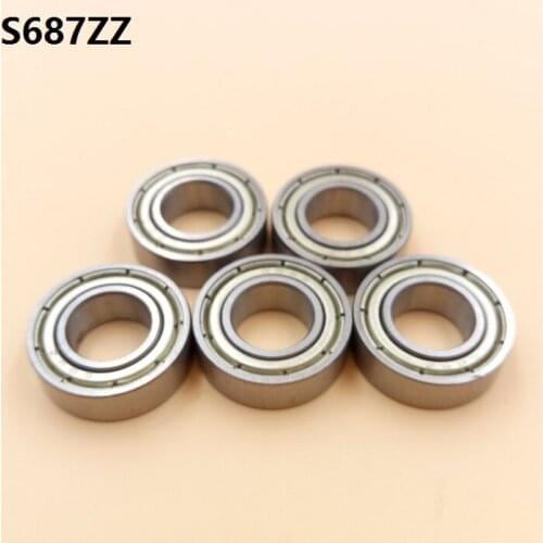 50pcs/lot S687ZZ S687 ZZ ABEC-5 7x14x5 mm Stainless Steel bearing deep groove ball bearings Miniature Mini bearing 7*14*5