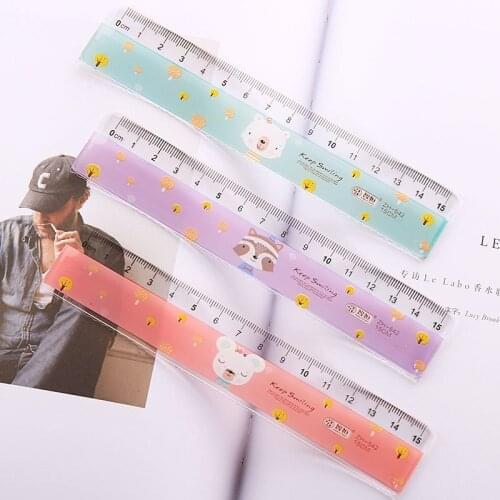 50pcs Cartoon Straight Rules 15cm 18cm 20cm Scale Kids Stationery Kpop Acrylic School Supplies Study Accessories Drafting Tools