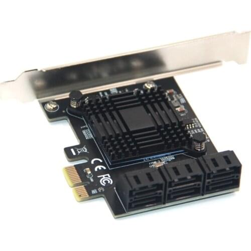 6 Ports SATA 6Gbps PCI Express Controller Card PCI-E 1X to SATA III Adapter/Converter PCIe Riser Expansion Adapter Board