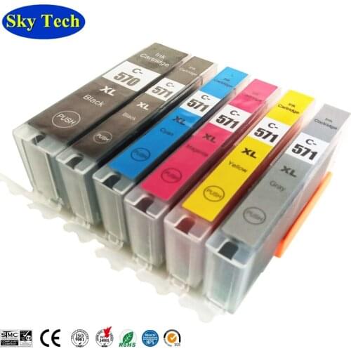 6PK Compatible Ink Cartridges For PGI570 CLI571 , PGI-570 CLI-571 For Canon MG5750/MG6850/MG7750/TS5050/TS6050/TS8050/TS9050 etc