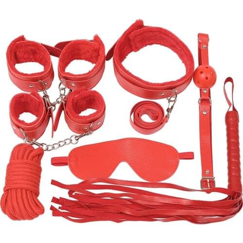 7pcs/set Sex Bondage for Couple Anal Vibrator Exotic Accessories BDSM Sexy handcuffs Anal Flirt Games Erotic Sex toys for Adult